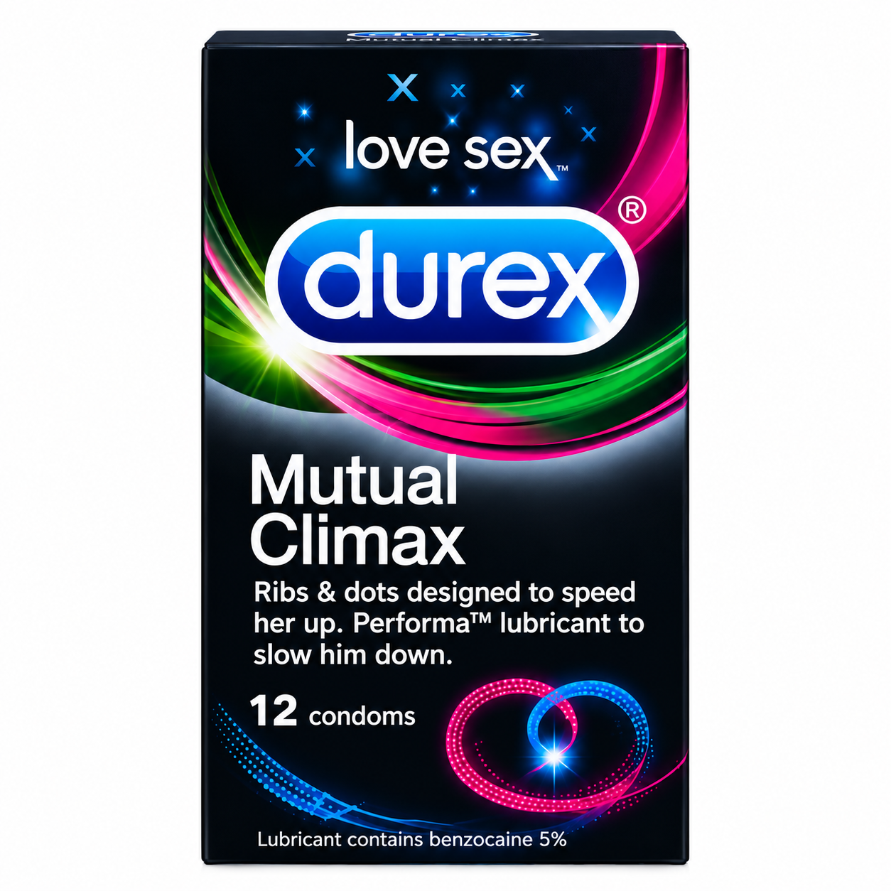 Durex Mutual Climax pack label. Shared experience condoms Pakistan - ZEDSHOPPE®