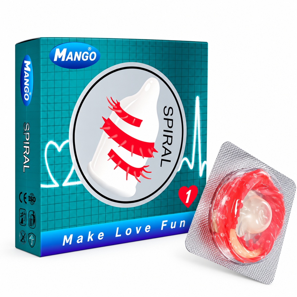 Mango Spiral Spike Condom single piece pack - ZEDSHOPPE® - Pakistan