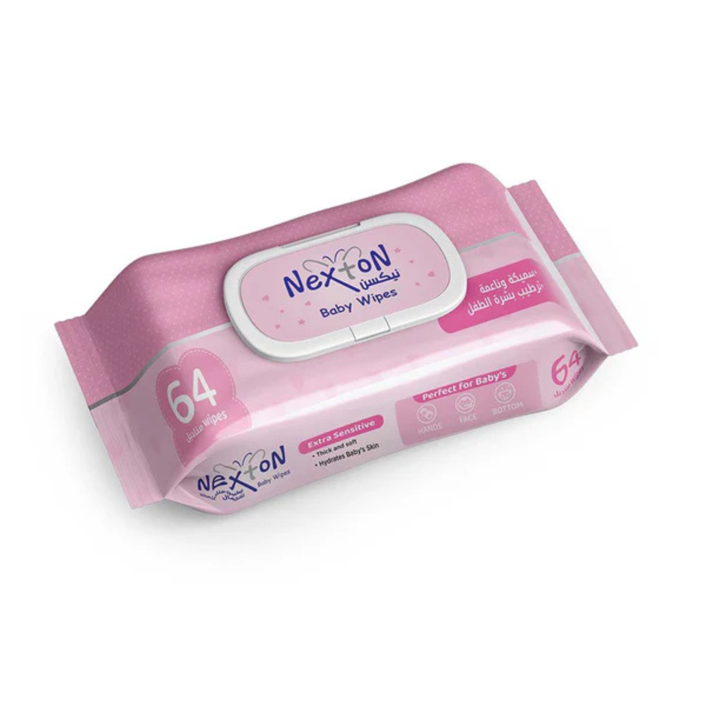 Nexton Baby Wipes (Extra Sensitive Pink) 64Pcs - ZEDSHOPPE.