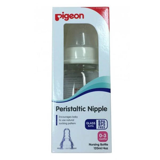 PIGEON NURSING BOTTLE WITH PERISTALTIC NIPPLE (GLASS)--ZEDSHOPPE

