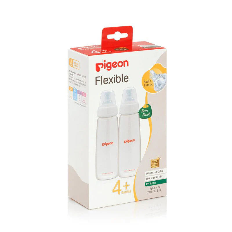 PIGEON FLEXIBLE PERISTALTIC NURSING BOTTLE – 240ML (2 PCS)--ZEDSHOPPE
