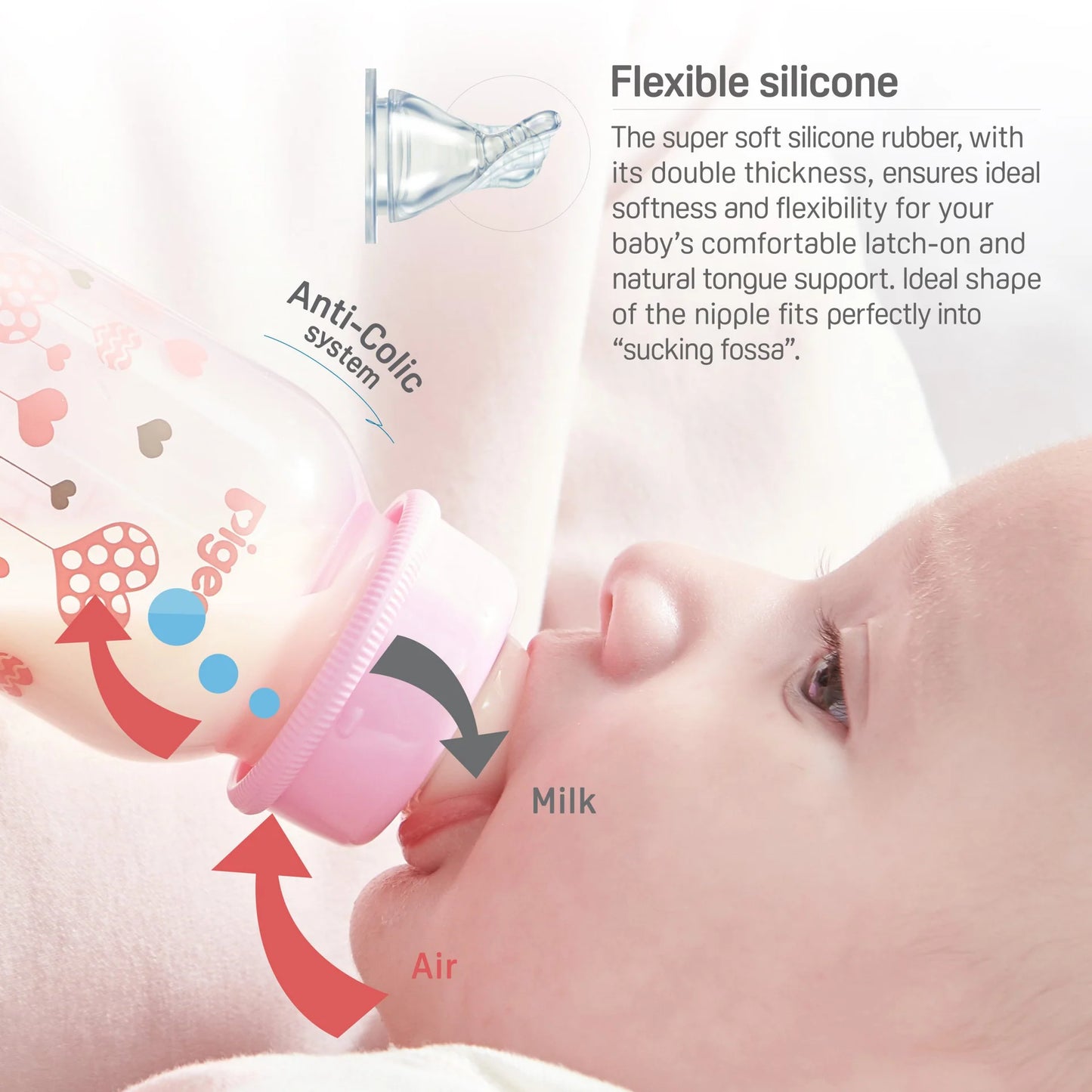 PIGEON NURSING BOTTLE – CRYSTAL PP WITH ANTI-COLIC TEAT--ZEDSHOPPE
