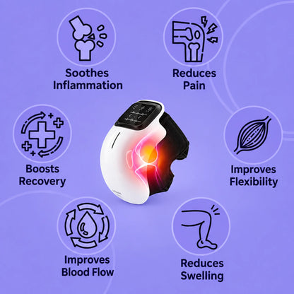 3-in-1 knee massager with glowing heat and light on the knee, touch control panel and adjustable strap | ZEDSHOPPE®.