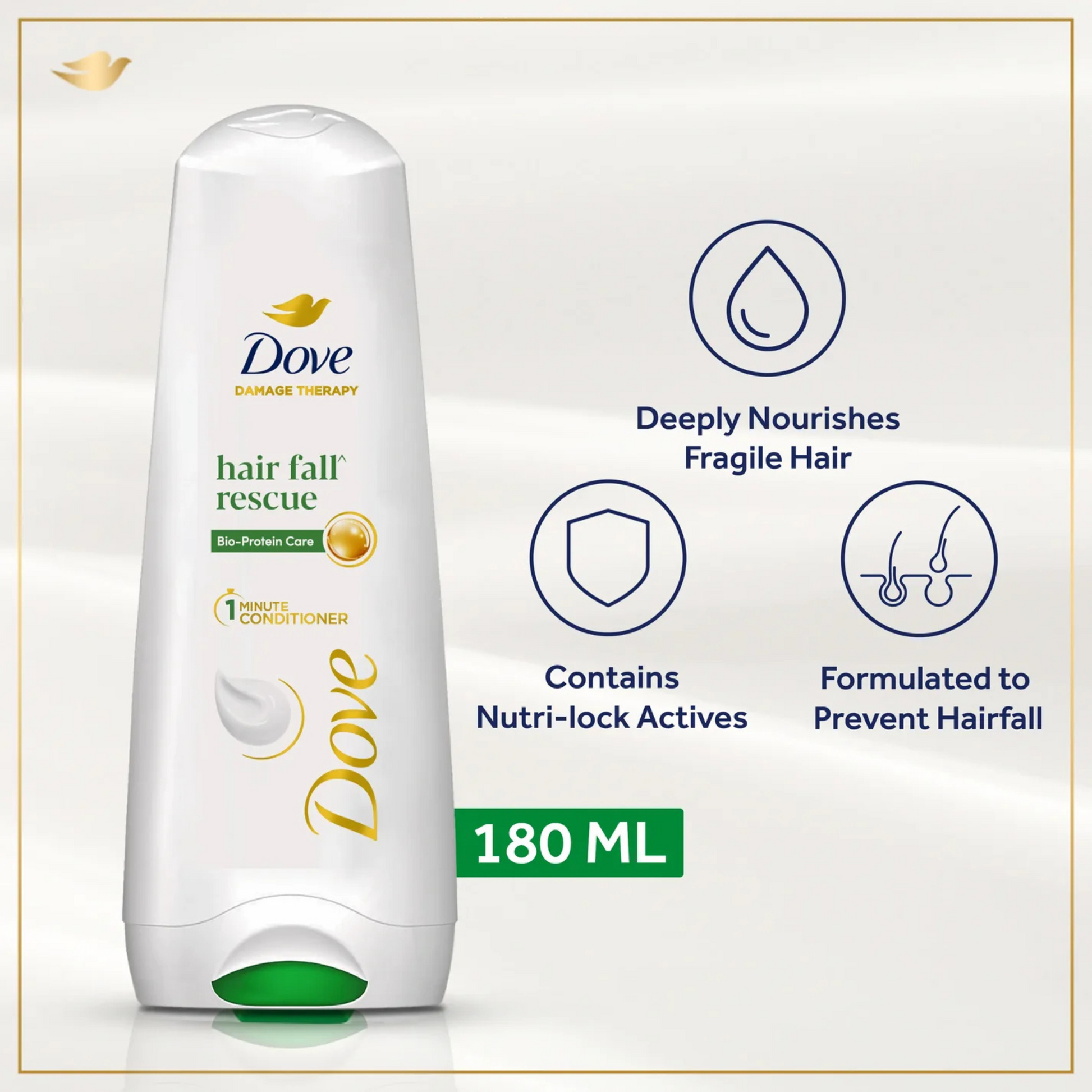 Dove Hairfall Rescue Conditioner - 180ml - ZEDSHOPPE