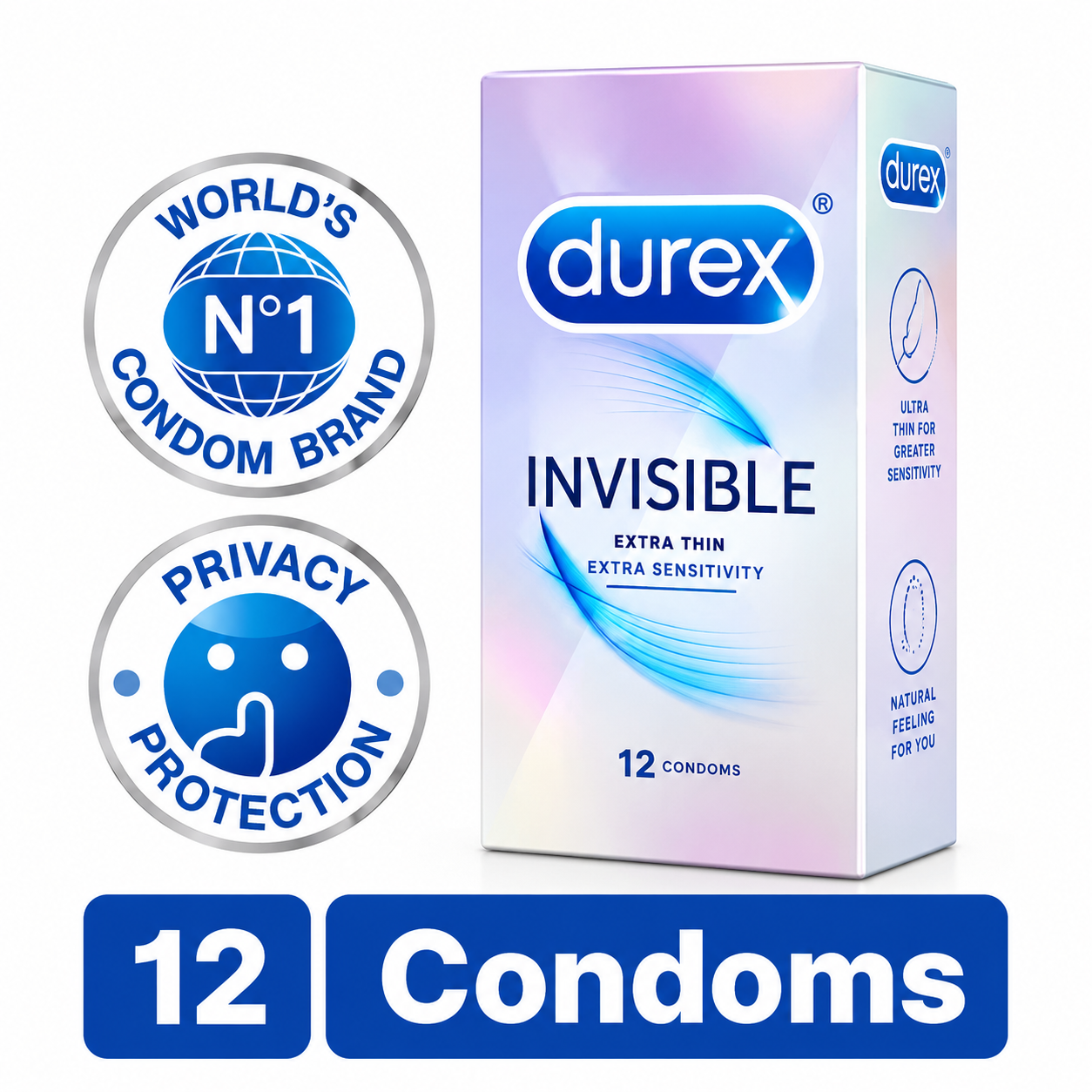 Durex Invisible pack label. Extra thin condoms Pakistan - ZEDSHOPPE®