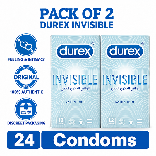 Durex Invisible twin pack label. Extra thin condoms Pakistan - ZEDSHOPPE®