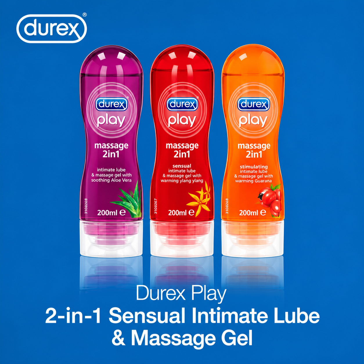 Durex Play Trio Set, Aloe Vera, Ylang Ylang and Guarana 2-in-1 gels. Genuine Durex Pakistan - ZEDSHOPPE®