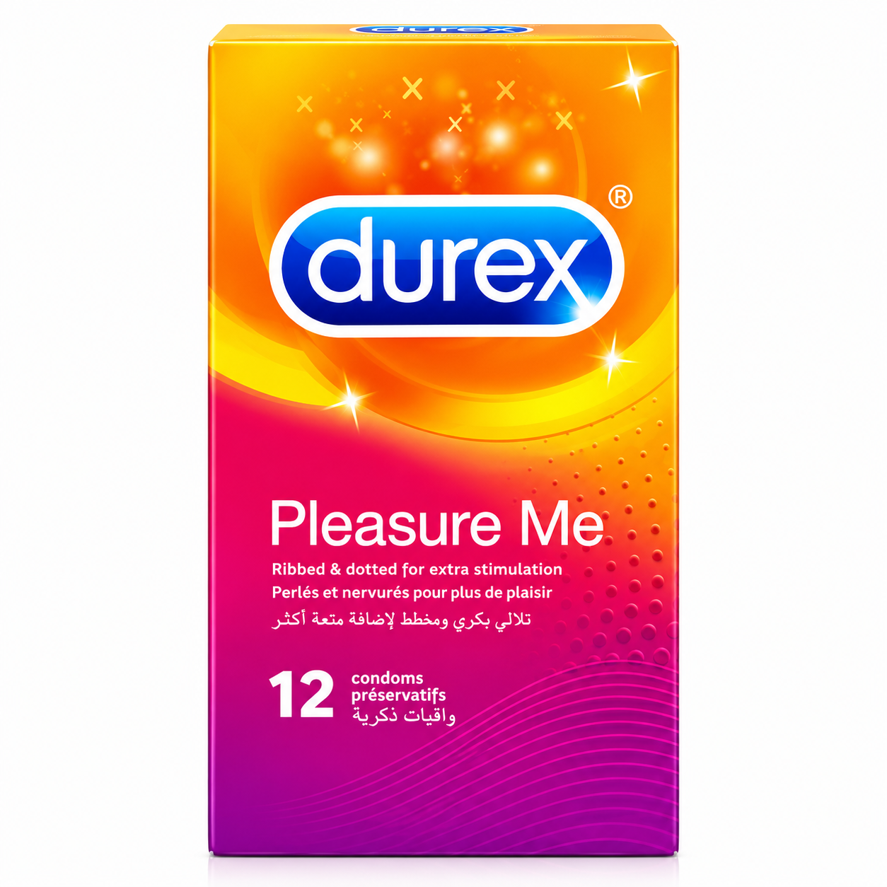 Durex Pleasure Me pack label. Ribbed and dotted texture condoms Pakistan - ZEDSHOPPE®