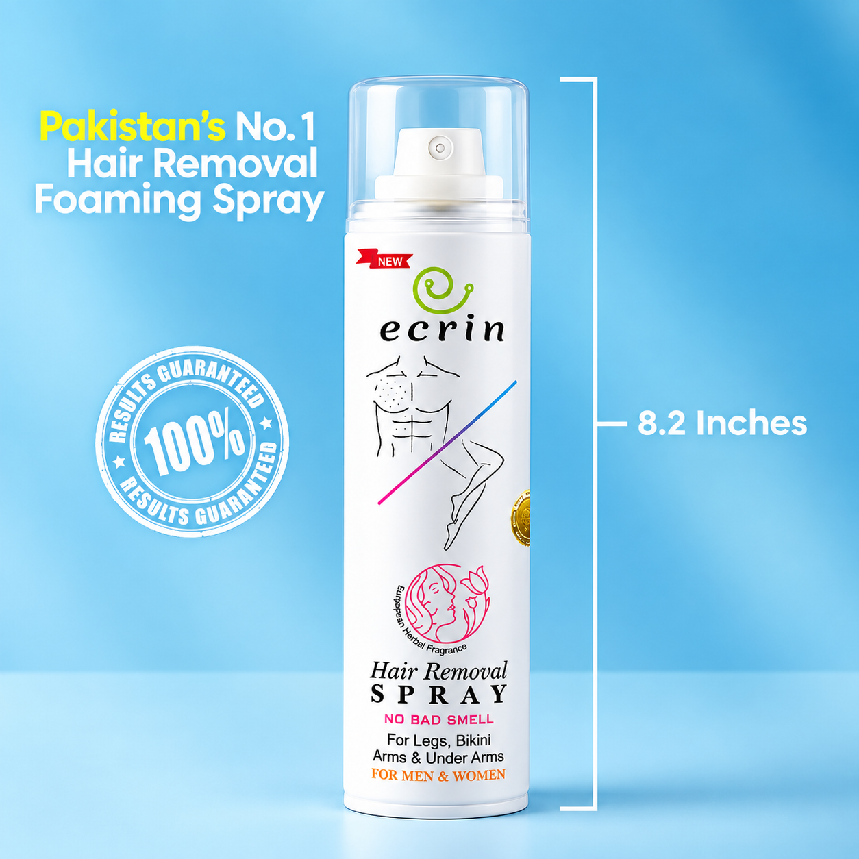 Ecrin Hair Removal Foaming Spray 200ml - Pakistan's No 1 hair removal spray, 8.2 inches - ZEDSHOPPE®