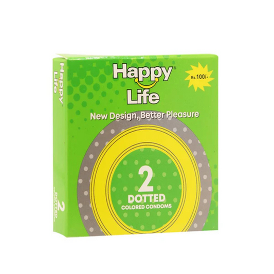 Happy Life Colored Dotted Condoms - Pack Of 2 - ZEDSHOPPE