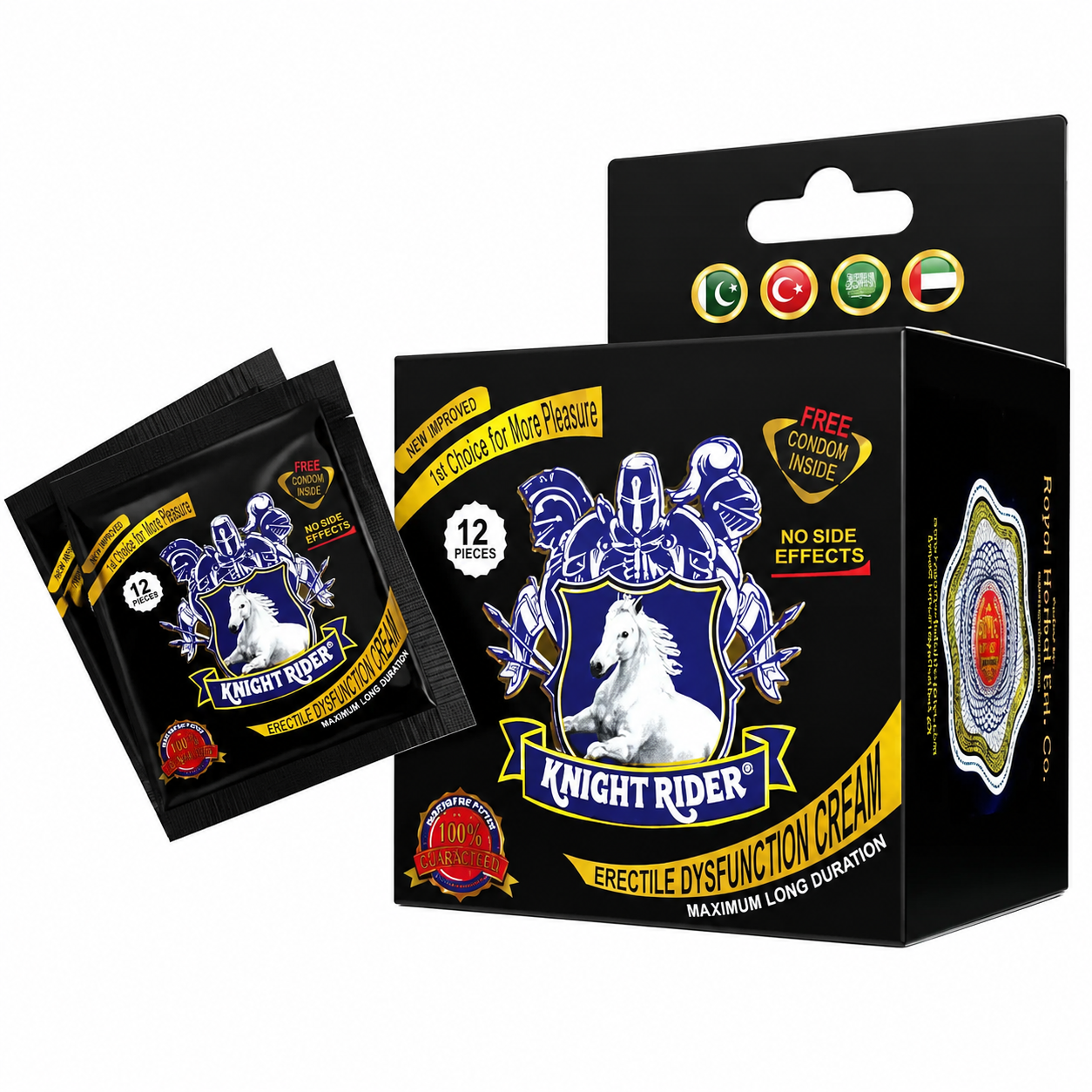 Knight Rider Delay Cream Condoms box of 12 - Royal Herbal Ent. Co. Karachi
