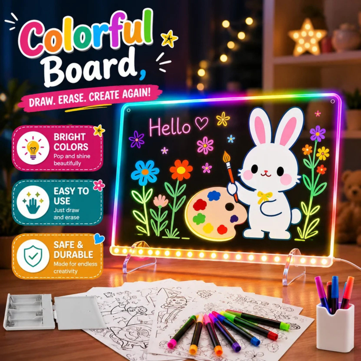 
LED Colorful Glow Drawing Board. ZEDSHOPPE
