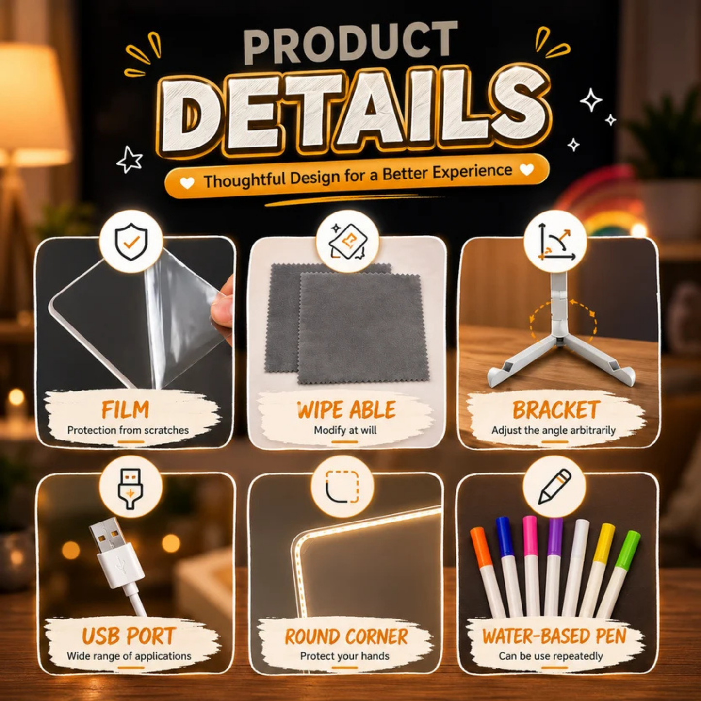 LED Colorful Glow Drawing Board - ZEDSHOPPE.COM.