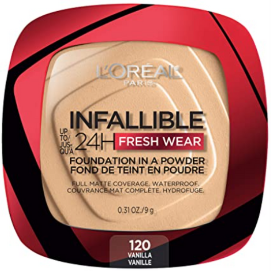 L'Oreal Paris Infallible 24H Fresh Wear Breathable Liquid Foundation in Powder - 120 Vanilla - ZEDSHOPPE