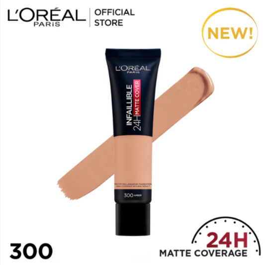 L'Oreal Paris Infallible 24H Matte Cover Liquid Foundation - 300 Amber - ZEDSHOPPE