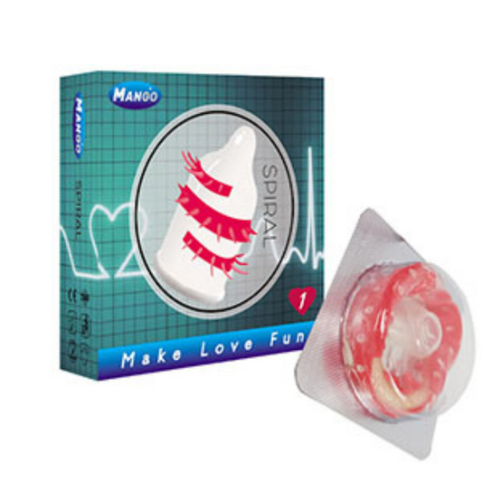 Mango Spiral Spike Condom – 1 Pcs - ZEDSHOPPE