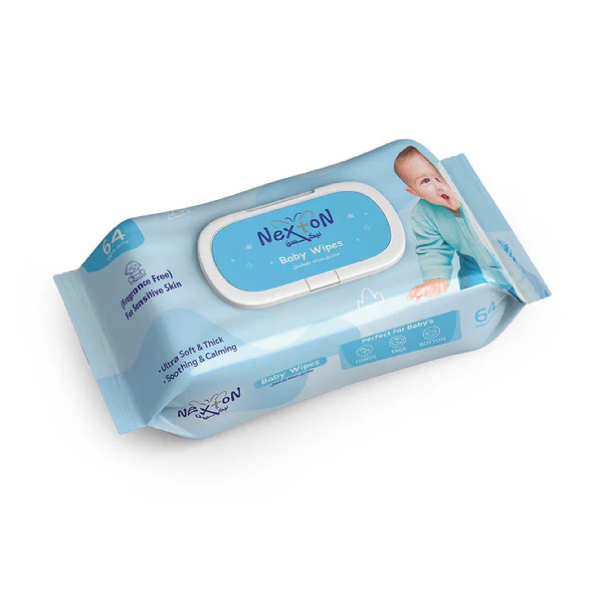 Nexton Baby Wipes (Fragnance Free) 64Pcs - ZEDSHOPPE.