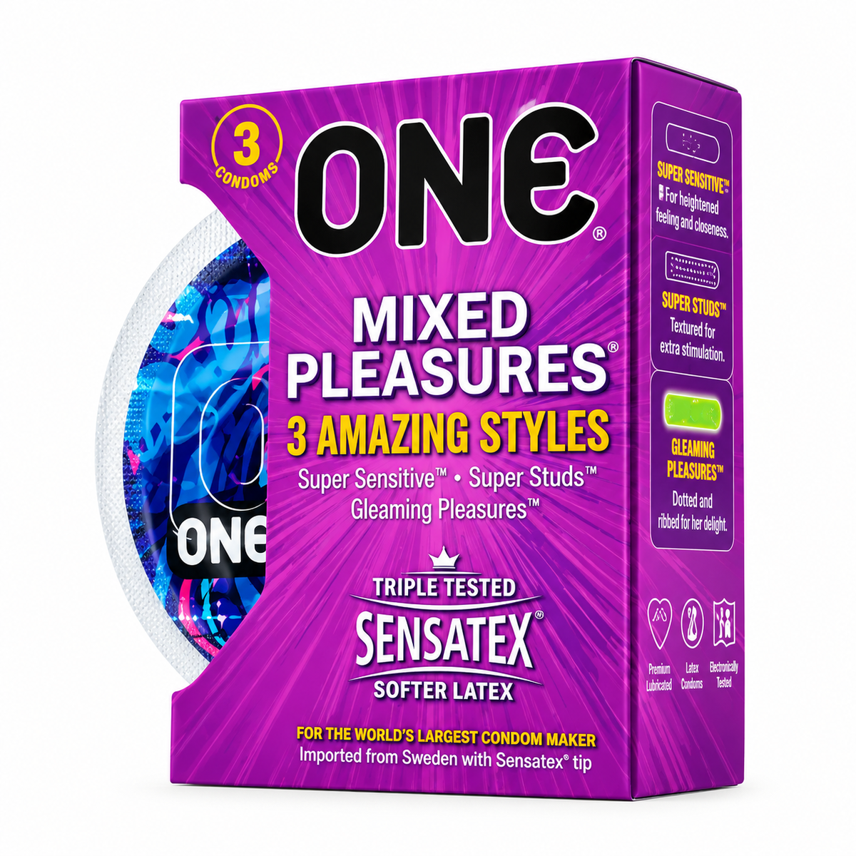 ONE Mixed Pleasure Condoms 3s pack Pakistan - ZEDSHOPPE®