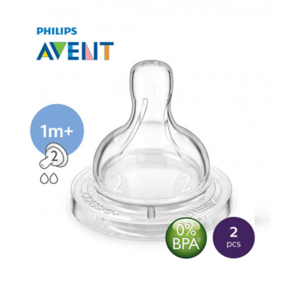Philips AVENT Teat Slow Flow 1m+ / 2h Pack of 2 - ZEDSHOPPE