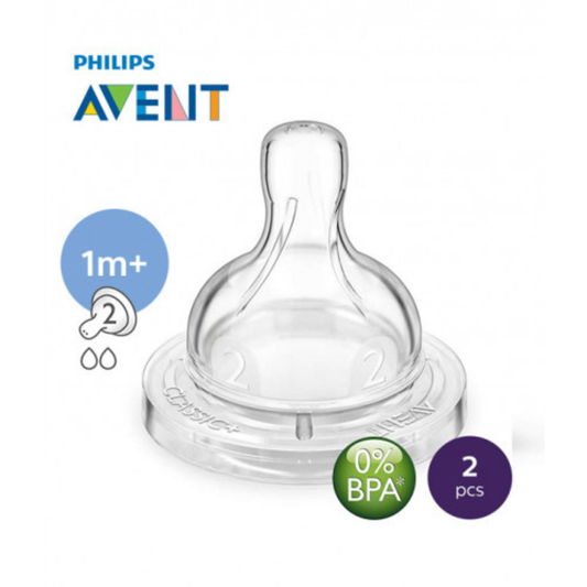 Philips AVENT Teat Slow Flow 1m+ / 2h Pack of 2 - ZEDSHOPPE