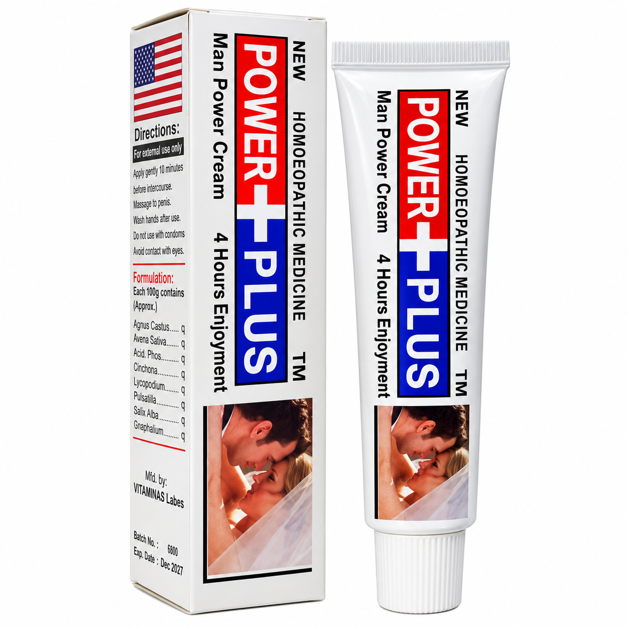 Power Plus Herbal Delay Cream tube. Local made wellness formula Pakistan ZEDSHOPPE®