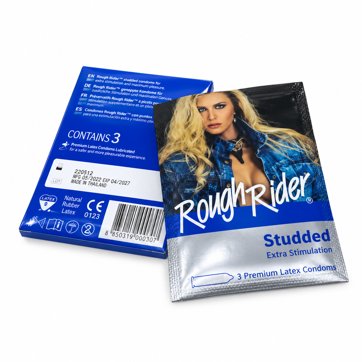 Rough Rider Studded Latex Condoms Pack of 3 box - Brown and Blue variants - ZEDSHOPPE®.