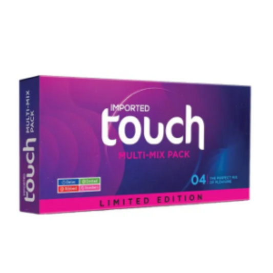 Touch Condoms Multi Mix - Pack of 4 (Ribbed + Dotted + Delay + Strawberry) - ZEDSHOPPE