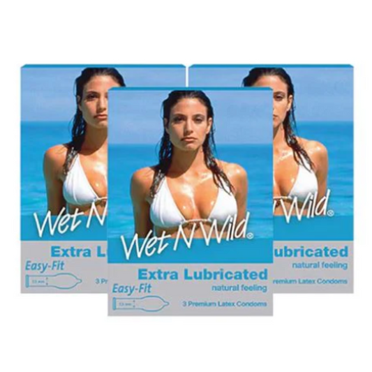 Wet N Wild Extra Lubricated Condoms - Pack of 3 - ZEDSHOPPE