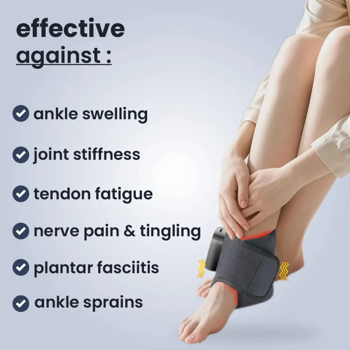 Ankle Ease heated vibration ankle massager worn on the ankle | ZEDSHOPPE®.