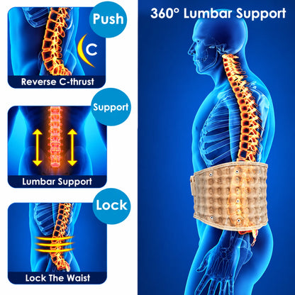 Man wearing the decompression back support belt for 360-degree lumbar support, side view | ZEDSHOPPE®.