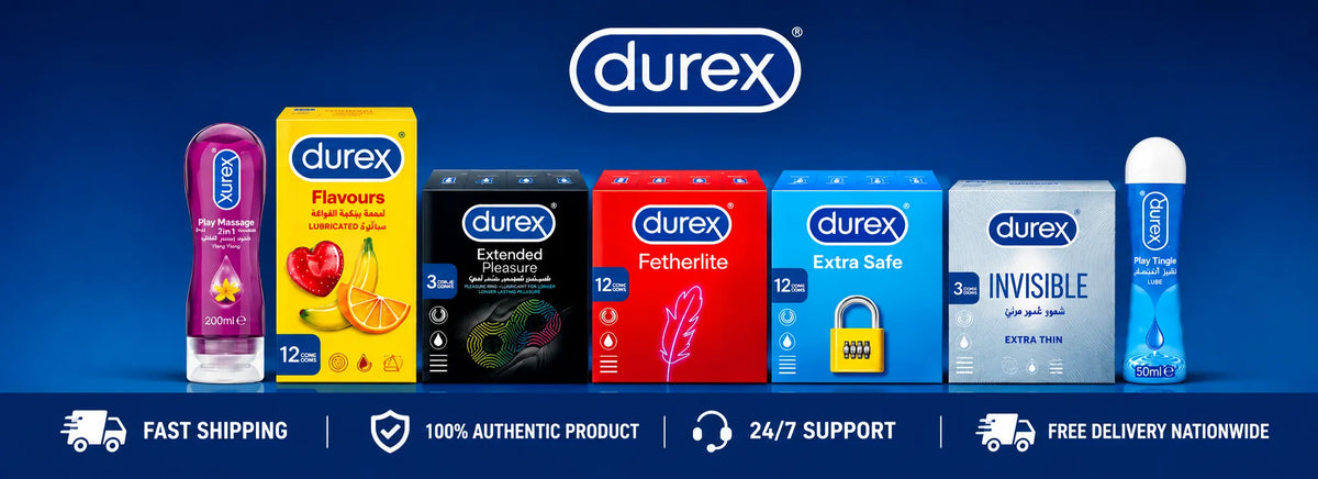 Durex condoms and lube online in Pakistan. Extra Safe, Invisible, Extended Pleasure, Play Tingle, Very Cherry | ZEDSHOPPE®.