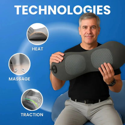 Man holding the Triple Fusion back massager pillow with heat, massage and lumbar lift features | ZEDSHOPPE®.