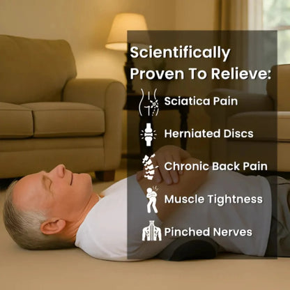 Man resting on the floor with the Triple Fusion back massager pillow under his back | ZEDSHOPPE®.