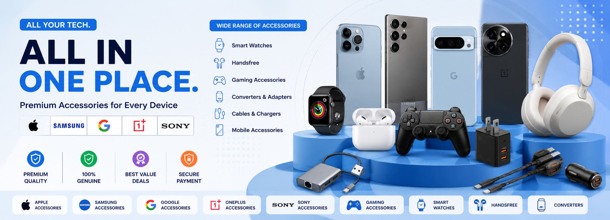 zedshoppe.com offer mobile accessories collection featuring Apple, Samsung, Google, OnePlus and Sony accessories, gaming accessories, smart watches, handsfree, chargers and converters in Pakistan.