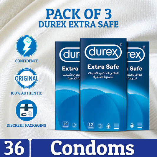 Pack of 3 Durex Extra Safe Condoms of 12.