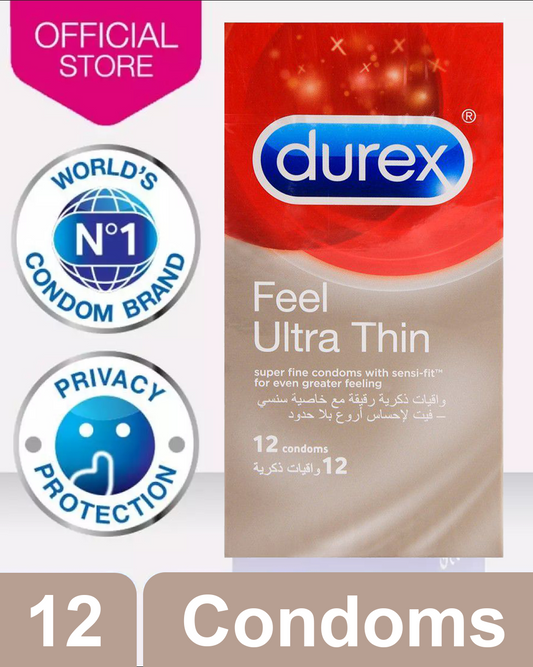 Durex Feel Ultra Thin Condoms For More Pleasure & Sensation (12 Pieces).