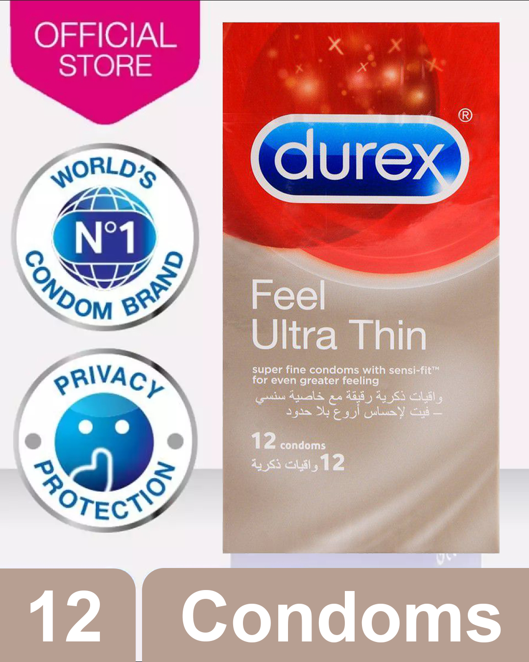 Durex Feel Ultra Thin Condoms For More Pleasure & Sensation (12 Pieces).