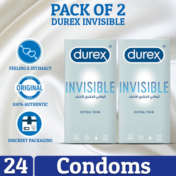 Pack of 2 Durex Invisible Condoms 12's.