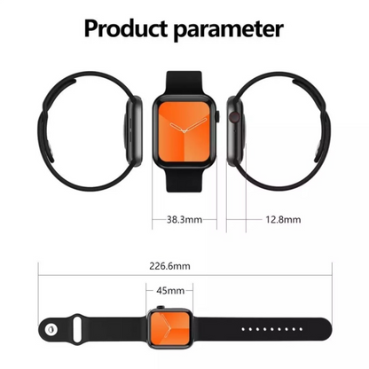 W22+ Smart Watch 45mm Size For Apple Watch Men Bluetooth Call 1.75 Screen Rotation Function.